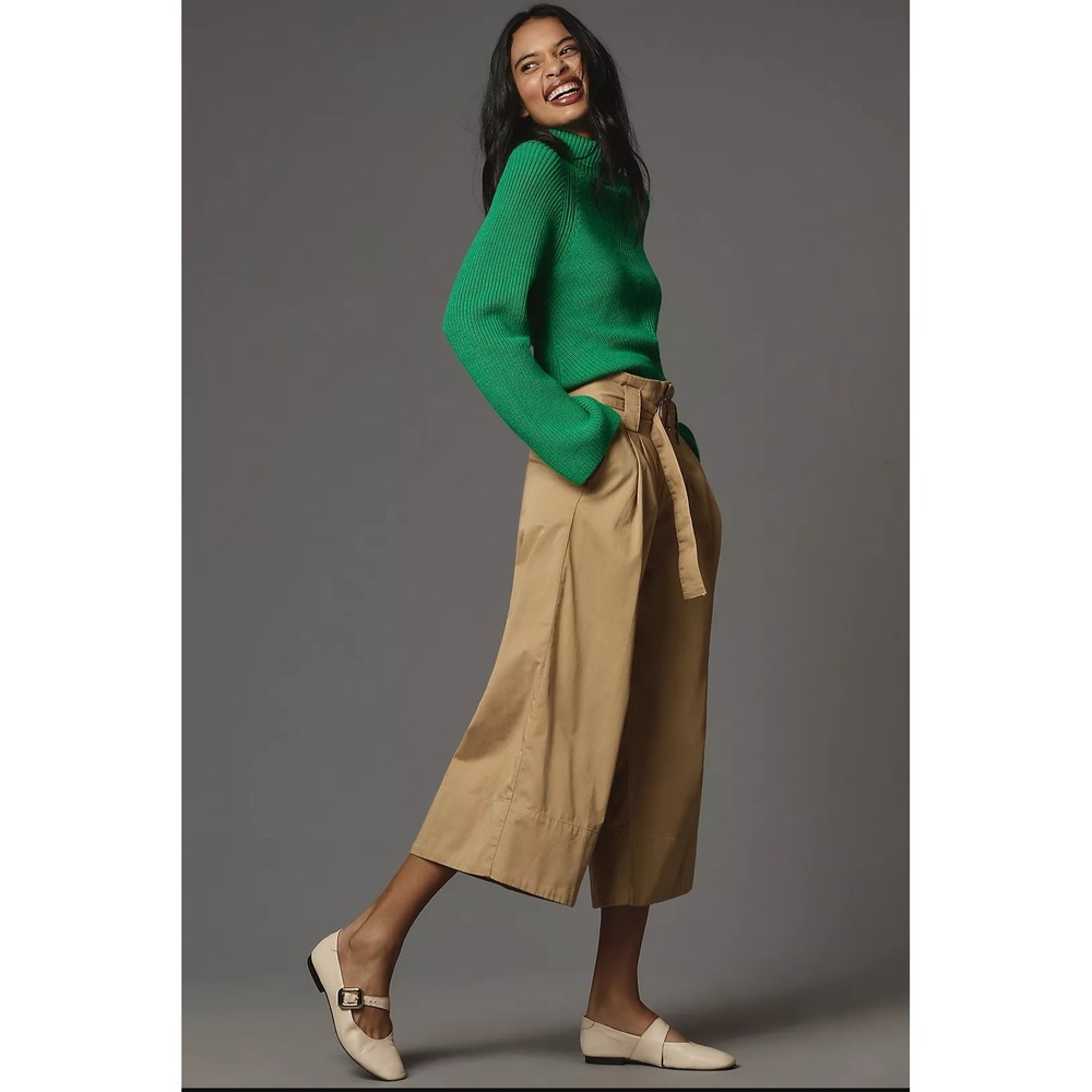 New Maeve Anthropologie Pants 6 Wide Leg Cropped High Rise Paperbag Culottes NWT - Picture 3 of 9